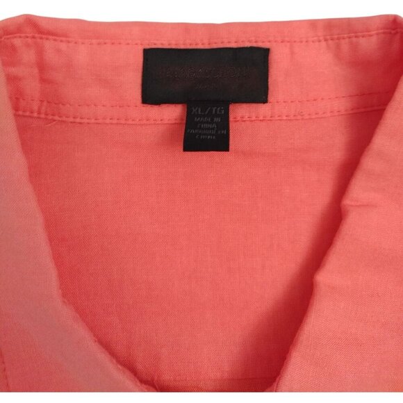 Lagascaron Mens XL Coral Linen Blend Short Sleeve Button-Up Shirt. - Picture 3 of 8